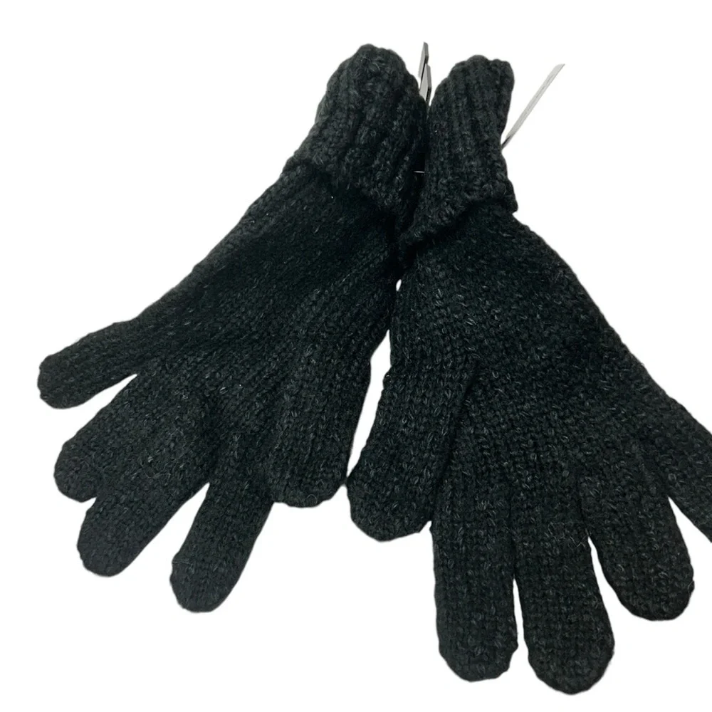 Sonoma Black Ladies Furry Gloves NWT